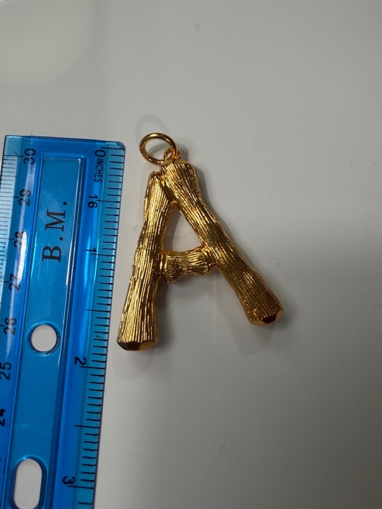 Celine Gold-Tone Textured Letter A Charm - Picture 2 of 4